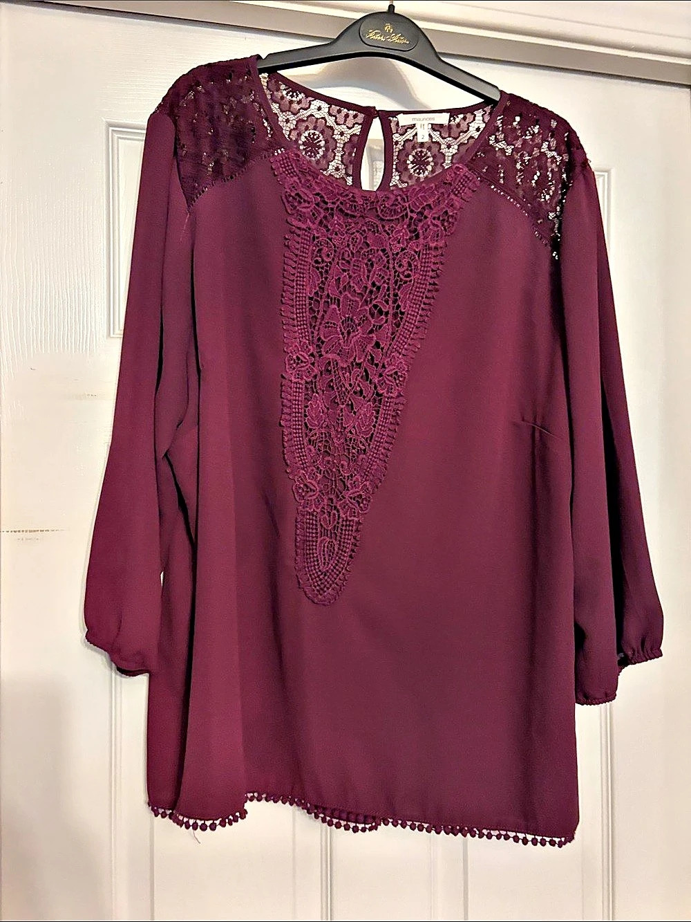 Maurices Lace Tunic Top in Plum Purple Size 2x Like New